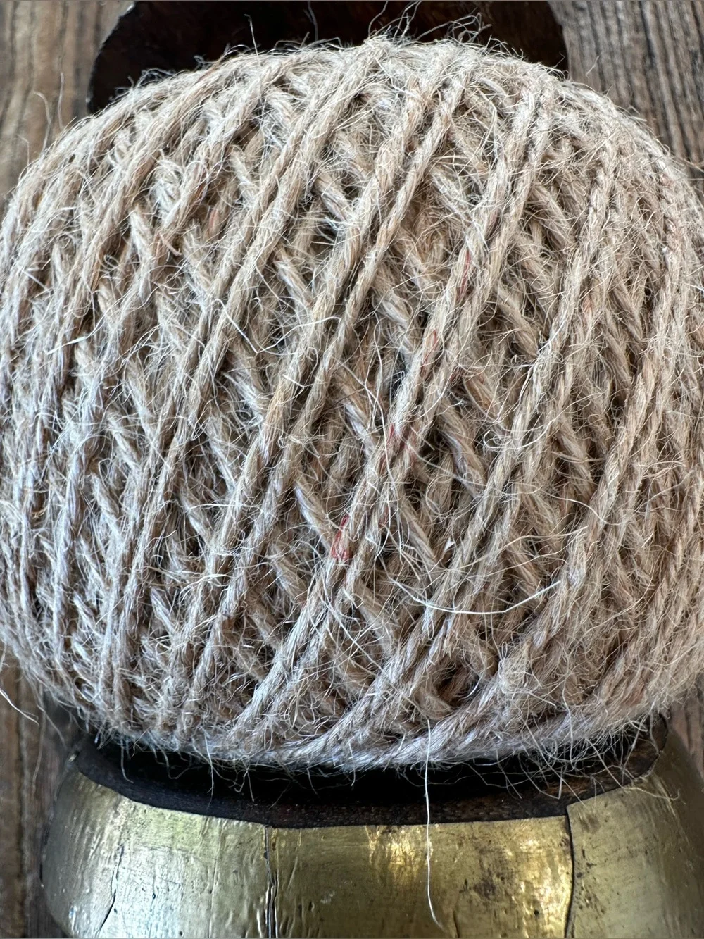 Rustic Natural Twine Accent with Brass-Tone Caps-craft ball